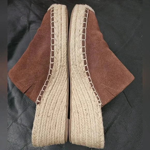 Banana Republic ESPADRILLE WEDGE MULE Suede Brown Jute basket weave Sz 6.5 US - Picture 5 of 14